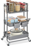 KINGRACK 3 Tier Metal Rolling Cart, Kitchen Organizers and Storage, Slim by KINGRACK