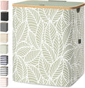 BALEINE Laundry Hamper with Lid, Tall Laundry Baskets with Bamboo Pull Handles by BALEINE