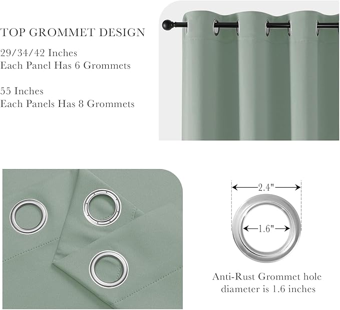 PONY DANCE Sage Green Short Blackout Curtains - Image 4