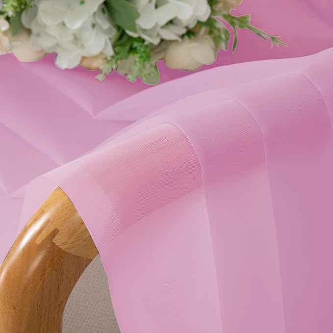 Chyhomenyc Pink Sheer Curtains 96 inches Long 2 Panels, Light Filtering Soft - Image 6