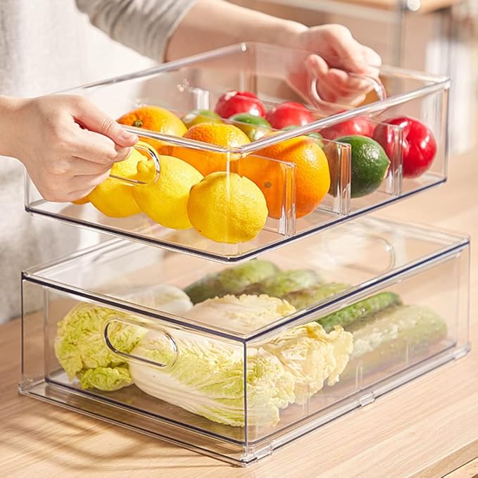 MineSign Stackable Fridge Drawer Pull-Out Bins - Image 7