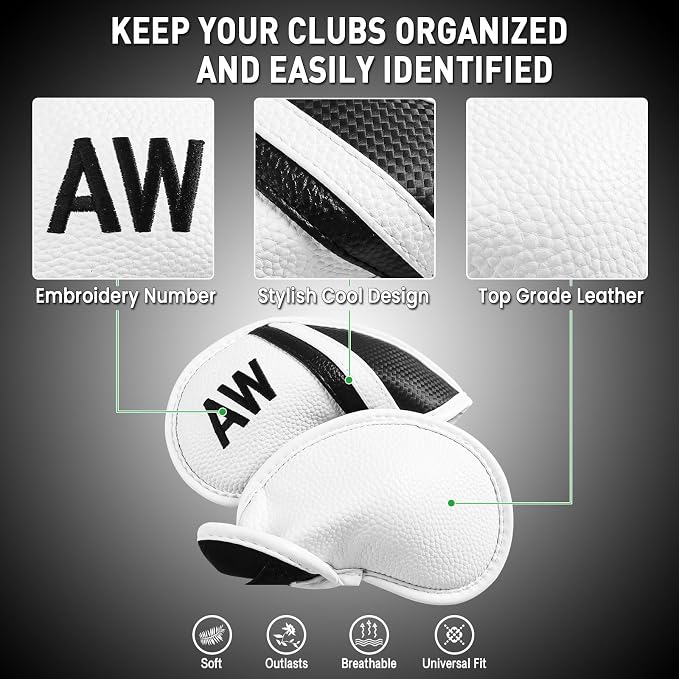 Amy Sport Golf Iron Head Covers Value 12 Pcs Set Thick Synthetic Leather - Image 3