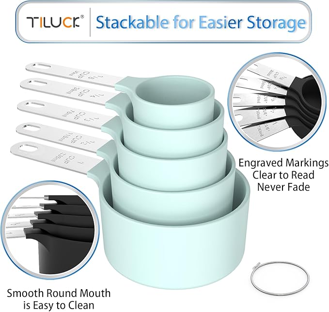 TILUCK Measuring Cups & Spoons Set, Stackable Cups and Spoons, Nesting Measure - Image 4