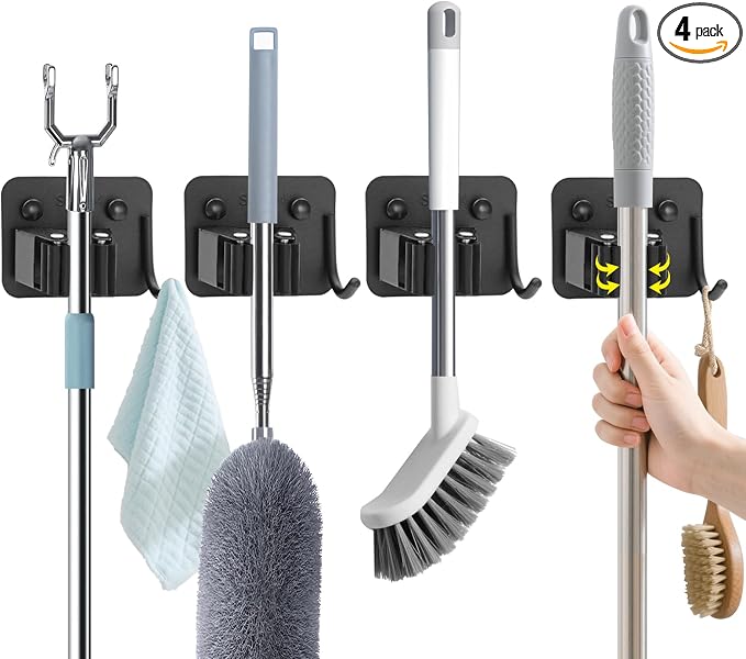 Broom Holder Wall Mount with Screws Broom and Mop Organizer Wall Hanging by Aenfaiy