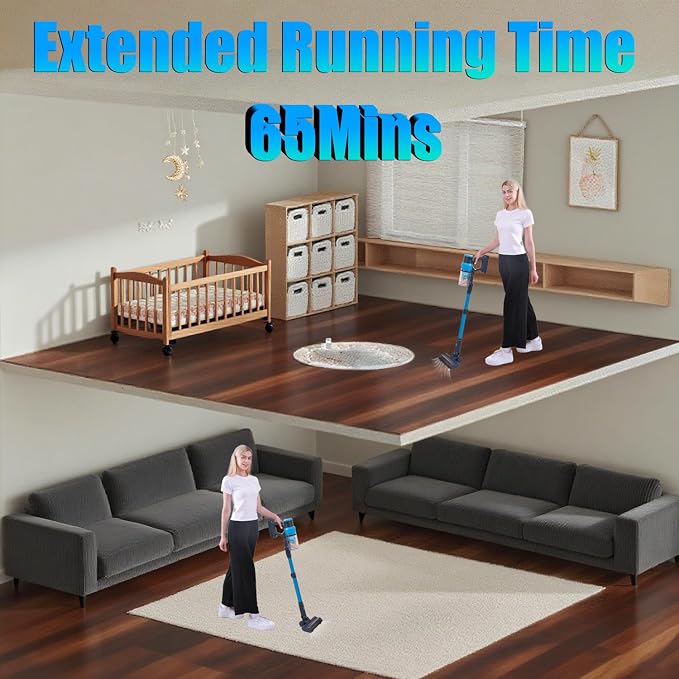Cordless Vacuum Cleaner, 250W/38kPa/65Mins-8-in-1 Stick Vacuum Cleaners - Image 3