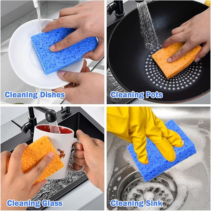 YoleShy Sponges Kitchen 10 Pack Natural Compressed Cellulose Sponges - Image 5