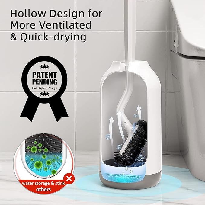 HAMITOR Toilet Bowl Brush Holder Set: 3 Pack Bathroom Deep Cleaning Toilet - Image 4