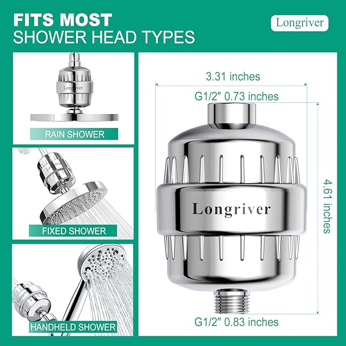 R7 Shower Filter with 5 Replacement Cartridge High Put Shower Water Filter - Image 4