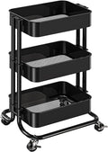 Pipishell 3 Tier Metal Rolling Utility Cart, Heavy-Duty Storage Rolling Cart by Pipishell