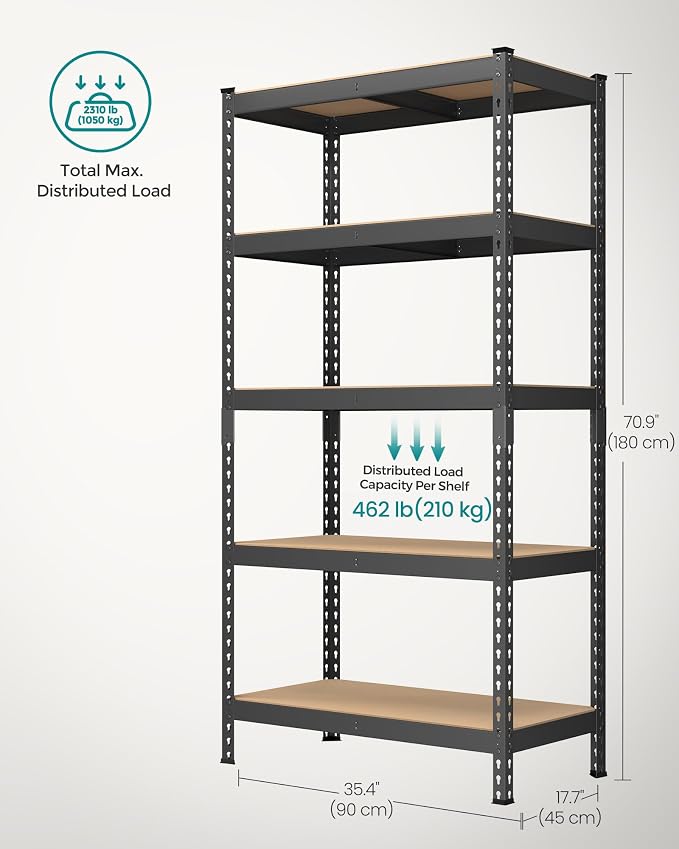 SONGMICS 5-Tier Storage Shelves, Load 2310 lb, Boltless Assembly, Adjustable - Image 3