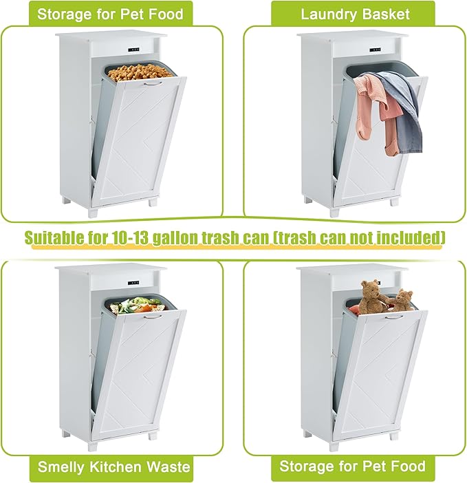 VECELO Tilt Out Kitchen Trash Bin Cabinet, Dog Proof Garbage Can - Image 5