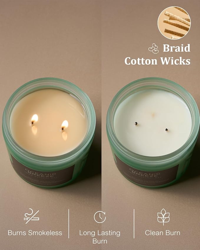 M&SENSE Candle Oceanic Breeze Scented, 11.6oz 70 Hour Long Lasting 2 Wick - Image 5
