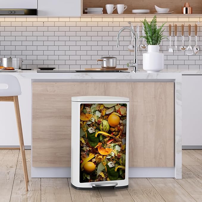 13.2 Gal Kitchen Trash Can, 50L Recycling or Garbage Bin, Brushed Stainless - Image 4