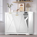 Tilt Out Trash Can Cabinet for 2 Bins, Hidden Recycle Garbage Bin Enclosure by BORNOON