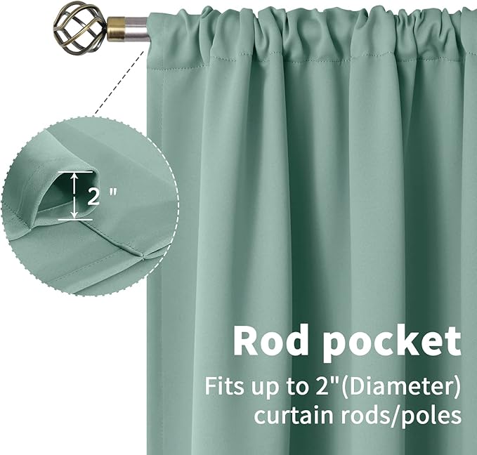 BGment Sage Green Curtains 36 Inch Length - Image 5