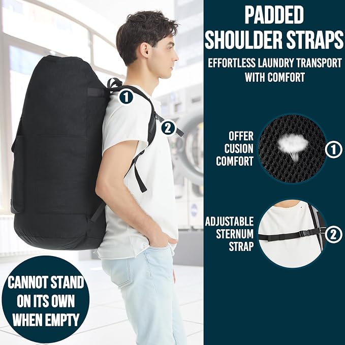Laundry Backpack Bag, 115L Extra Large Laundry Bag - Image 3