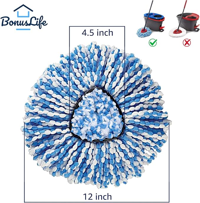 BonusLife 2-Pack Mop Head for O-Ceda RinseClean Spin Mop Refill 2-Tank System - Image 3