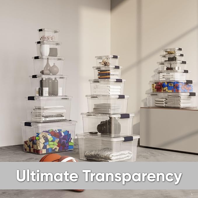 Superio Storage Bins with Lids- 4 Pack, 7.4 Qt Clear Boxes - Image 7