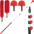 5-12 FT Extension Pole with 2 Outdoor Cobweb Brushes, 20 FT High Reach Ceiling by SimpleSolutionsforCozyHome