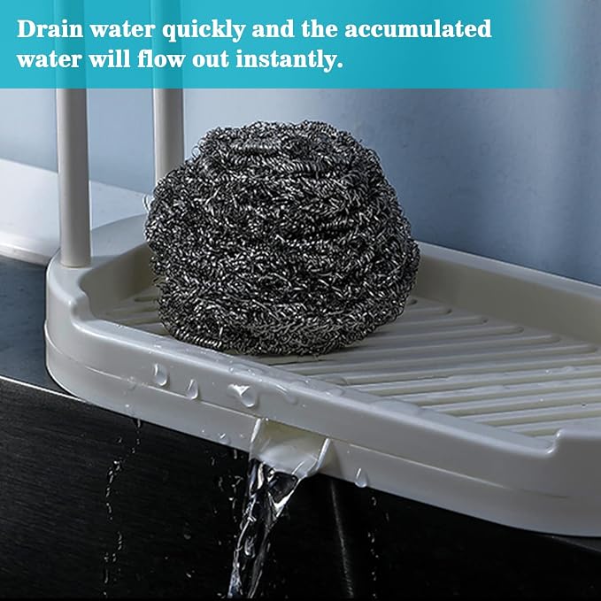 Kitchen Sponge Holder Dishcloth Hanger, Kitchen Sink Rack Tray Organizer Stand - Image 5