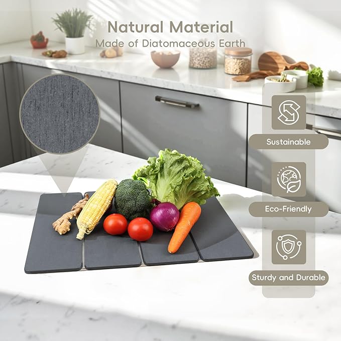 Small Stone Dish Drying Mat for Kitchen Counter, HQAUT 16"×12" Collapsible - Image 4