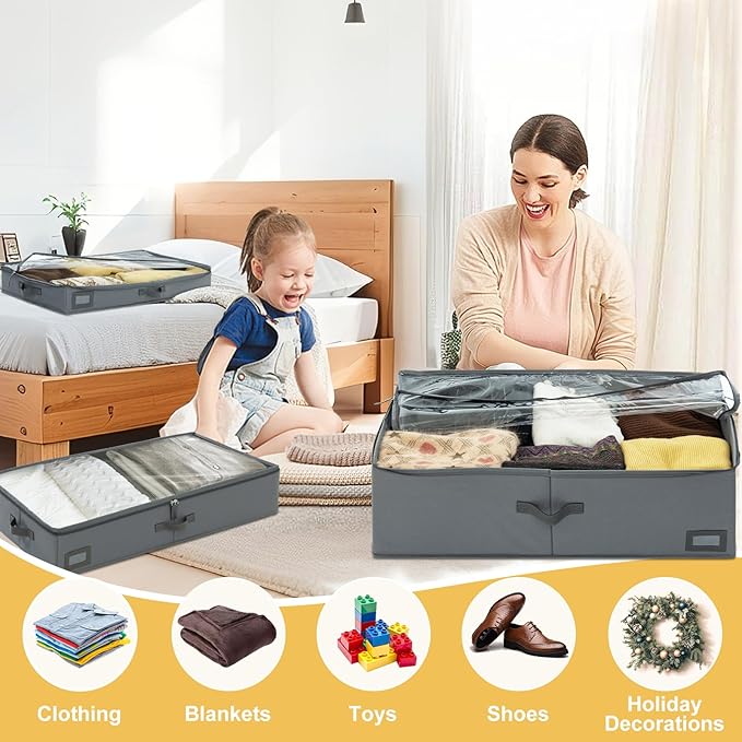10-Inch Under Bed Storage Containers | Sturdy Sidewalls | Clear Cover & Label - Image 6