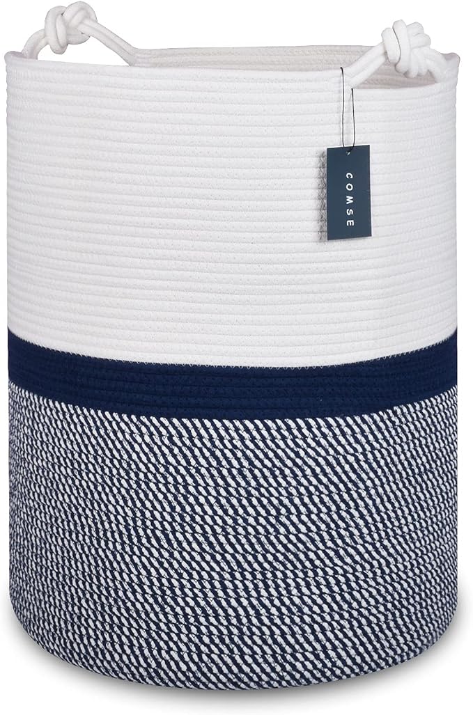 COMSE Extra Large Blanket Basket, Tall Woven Storage Basket, Nursery Hamper by COMSE