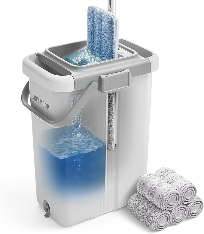 JOYMOOP Mop and Bucket with Wringer Set, Flat Squeeze Mop with Bucket, Dust Mop by JOYMOOP