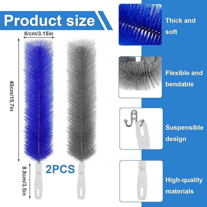 4 Pcs Cobweb Duster, Bendable Fan Duster, Plastic Fan Cleaner Brush, Microfiber - Image 2