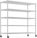 Himimi Storage Shelves with Wheels, 5-Tier Heavy Duty Steel Wire Rack Storage by Himimi