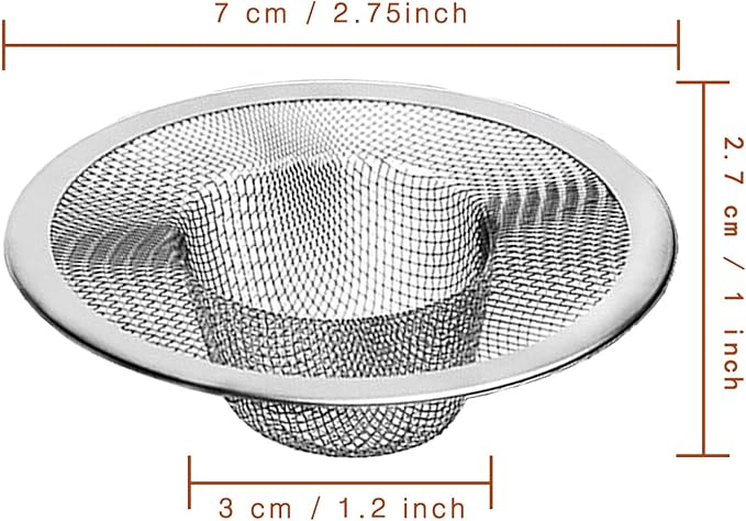 50pcs Heavy Duty Stainless Steel Slop Basket Filter Trap, 2.75" Top / 1" Mesh - Image 2
