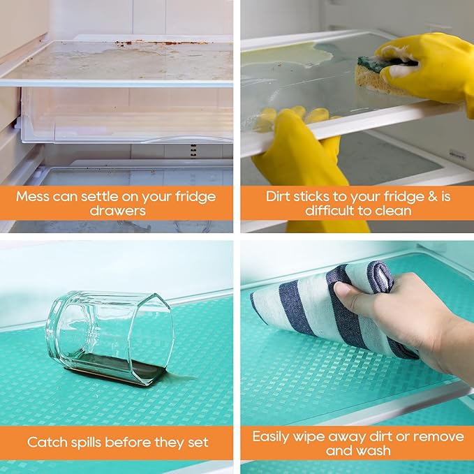 Blue Shelf Liners for Kitchen Cabinets Refrigerator Liners Waterproof & - Image 4