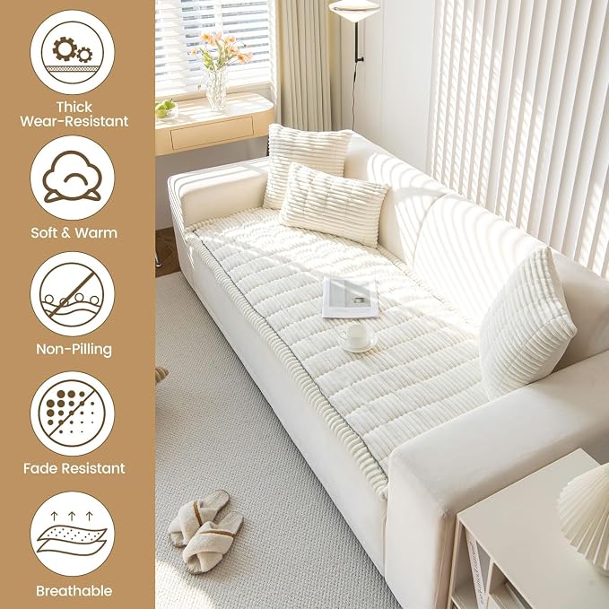 OTOB Dog Couch Covers for 3 Cushion Washable Non Slip Plush Pet Friendly Bed - Image 2
