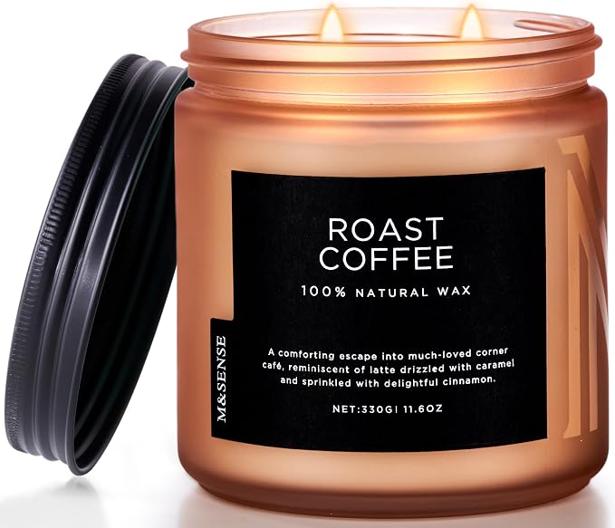 M&SENSE Coffee Candles Scented Strong, 2 Wick 11.6oz 70 Hours Burning Time by MSENSE