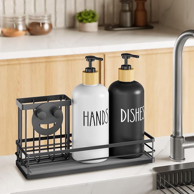 Moforoco Kitchen Dish Soap Dispenser Set, 16OZ Glass Bottle, Hand and Dish Soap - Image 7