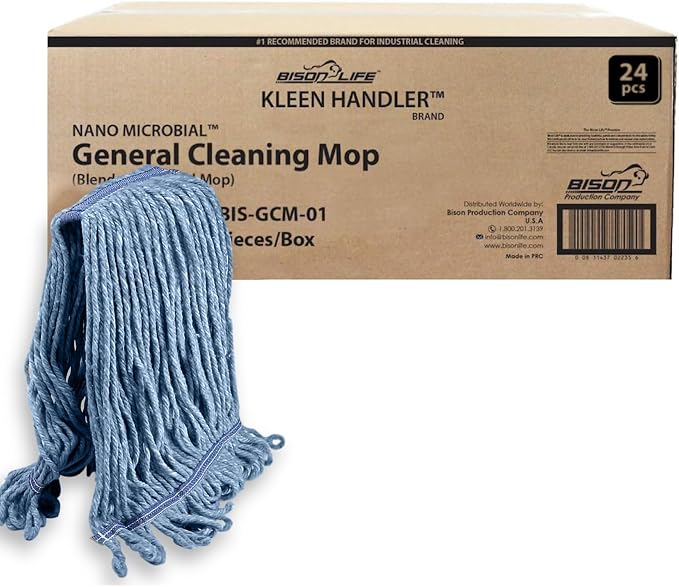 KLEEN HANDLER HEAVY DUTY Commercial Mop Head Replacement, Wet Industrial Blue by BisonLife