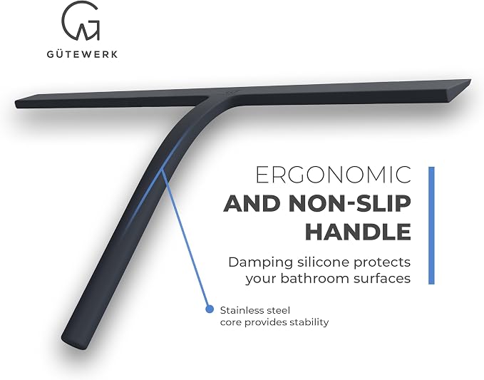 GÜTEWERK Shower Squeegee for Glass Doors, Silicone Window Squeegee, Bathroom - Image 2