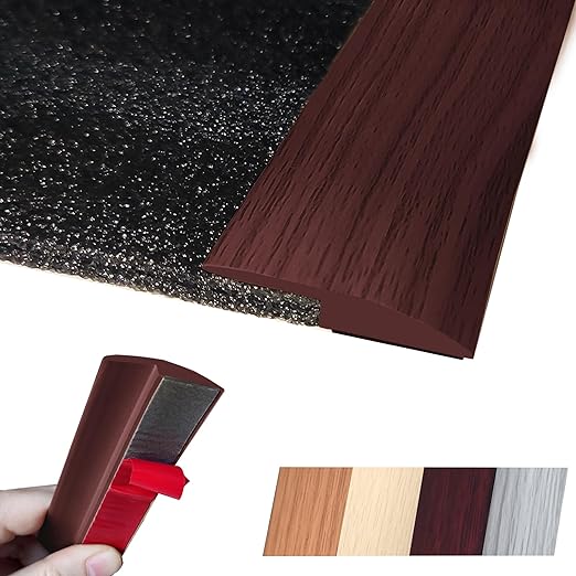 1/5 inch Height Floor Transition Strip, Self Adhesive Carpet Wood Tile Vinyl by MaxirocHomeEnhancements