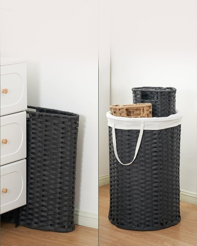 Laundry Hamper Laundry Basket Round 19.0 Gal Handwoven Rattan Laundry Basket - Image 6