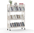 Book Carts 4 Tier 46.5x35.4x9.84 in Rolling Book Cart Large Capacity Bookshelf by foriy