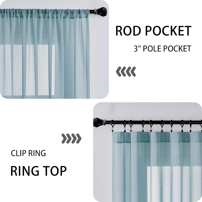 Tollpiz Sheer Door Curtain Closet Linen Textured Curtains Sheer Doorway Light - Image 5