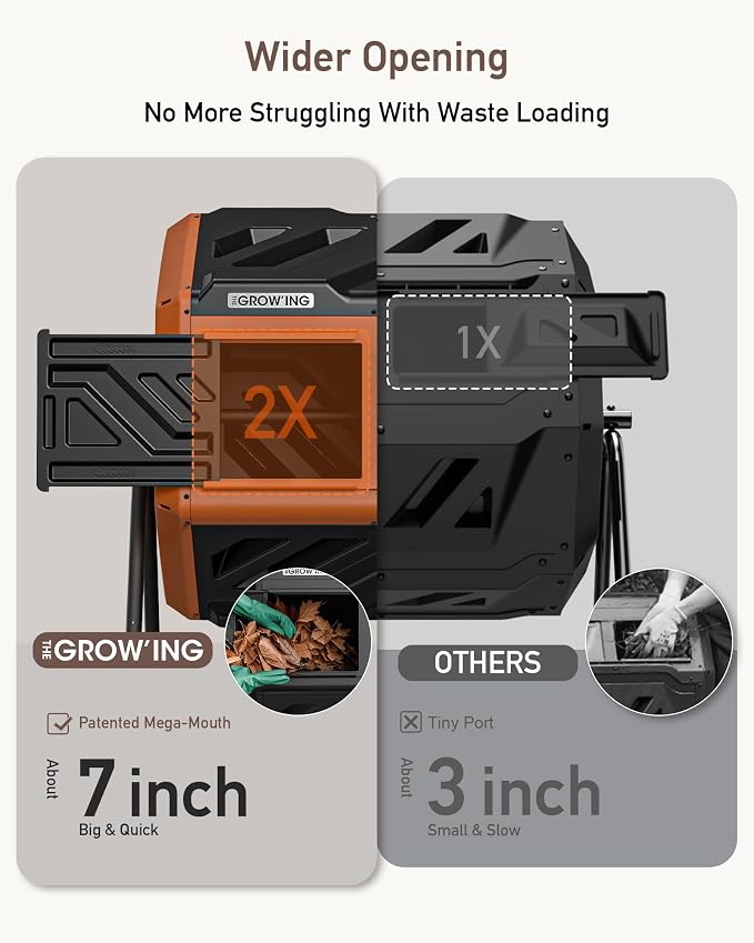 THEGROW'ING Updated 43 Gallon Compost Bin Outdoor, Fast Assemble Tumbling - Image 3