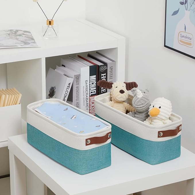 DULLEMELO Small Bathroom Closet Storage Baskets Canvas Fabric Storage Bins - Image 6