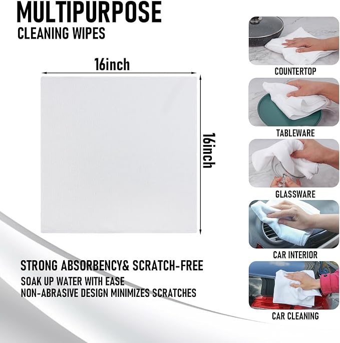 Tricol Clean Microfiber Cleaning Cloth, 12 Pack Ultra-Thick Cleaning Rags - Image 2
