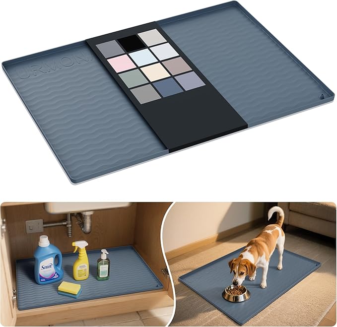 URMONA Waterproof Silicone Under Sink Mat 19'' x 19'' Shelf Liner by URMONA