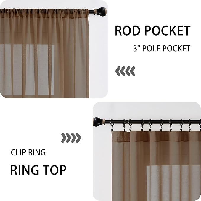 Tollpiz Sheer Door Curtain Closet Linen Textured Curtains Sheer Doorway Light - Image 5