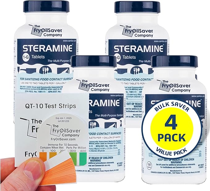 4 Bottles Steramine Sanitizer Tablets by THEFRYOILSAVERCOMPANY