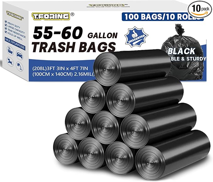 55-60 Gallon Trash Bags Heavy Duty 2.1 Mil by TFORING%C2%AE
