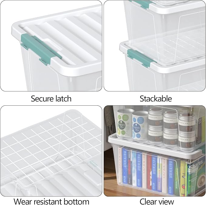 Zopnny 6-Pack 35 Quart Plastic Latch Storage Box - Image 3