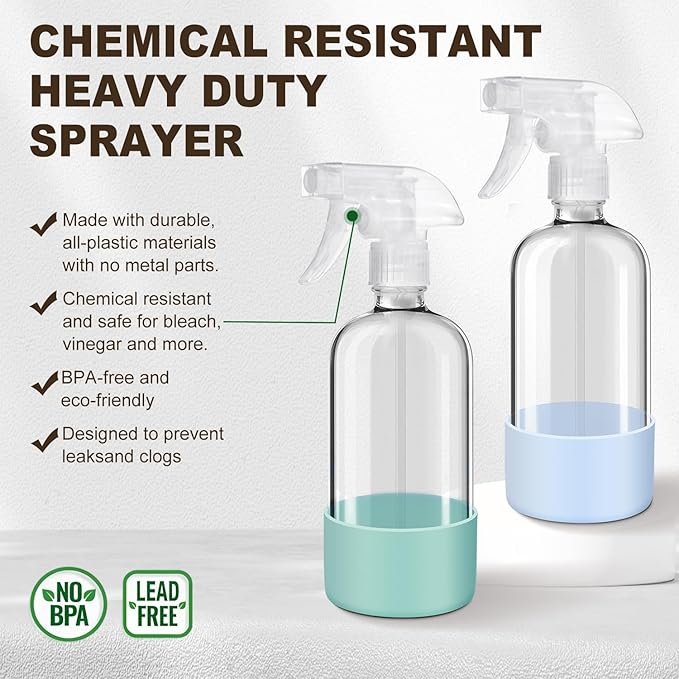 Glass Spray Bottles with Silicone Sleeves, Mist and Stream Empty Refillable - Image 3